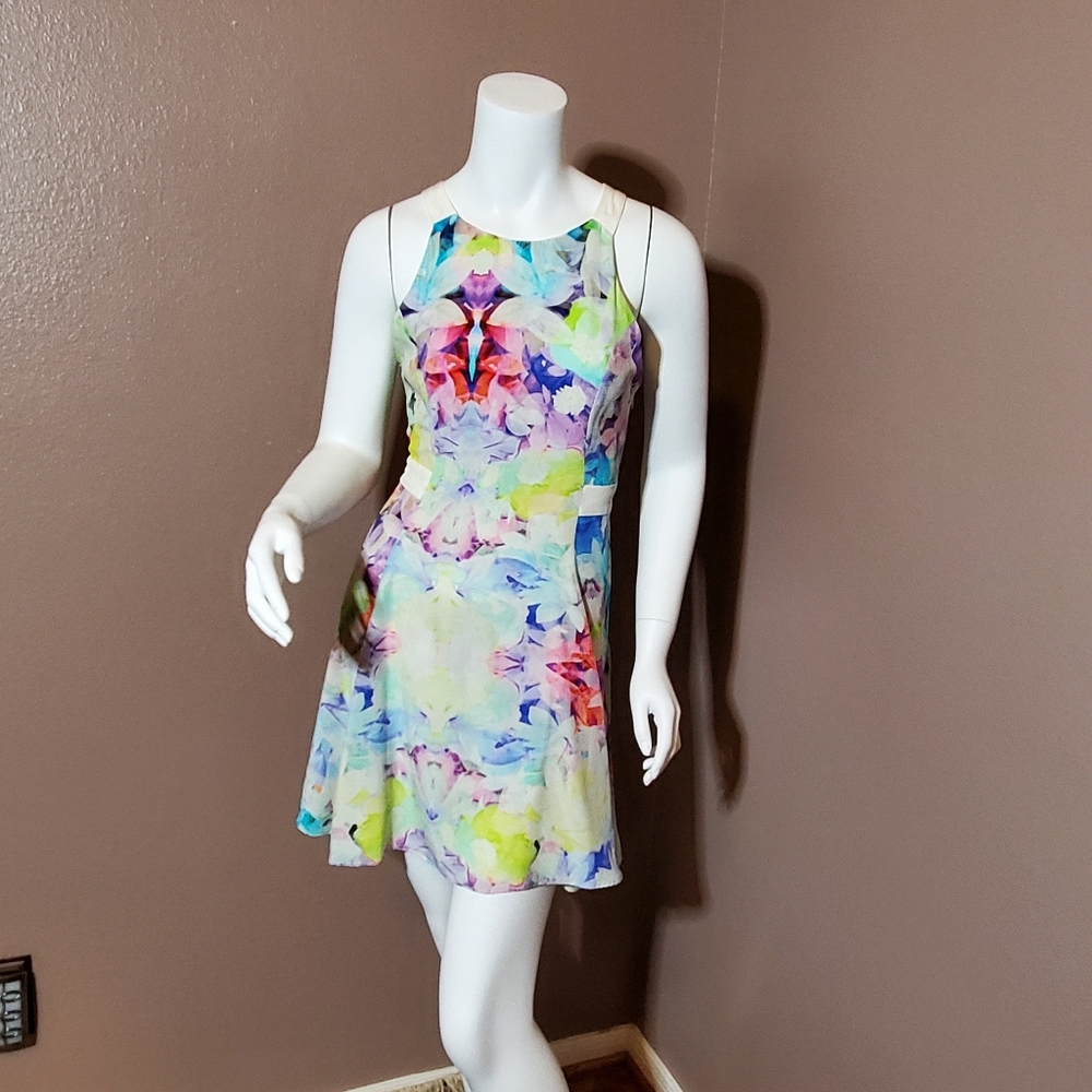 PARKER Potter watercolor silk Y back dress size S